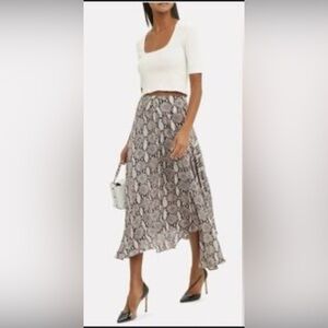 A.L.C. sz 10 100% Silk Asymmetrical Snake Skin Print Lined Flowy Animal Priny